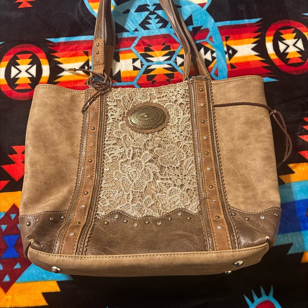 Brown and Tan Justin Tote Bag